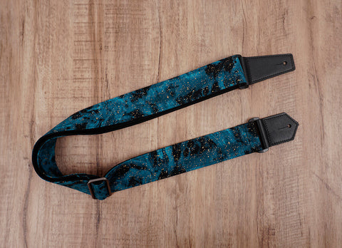 universe space guitar strap with leather ends-2