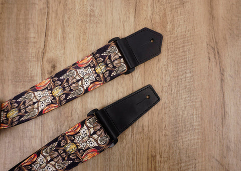 vintage bird guitar strap with leather ends-2