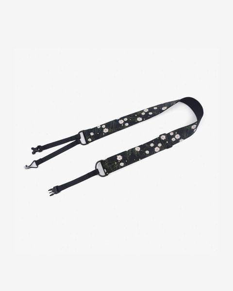 white daisy clip-on ukulele hook strap-1