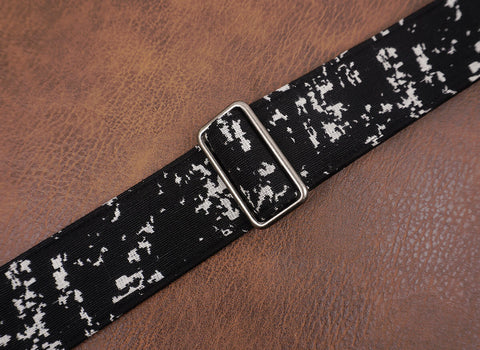 white spot jacquard guitar strap with leather ends-6