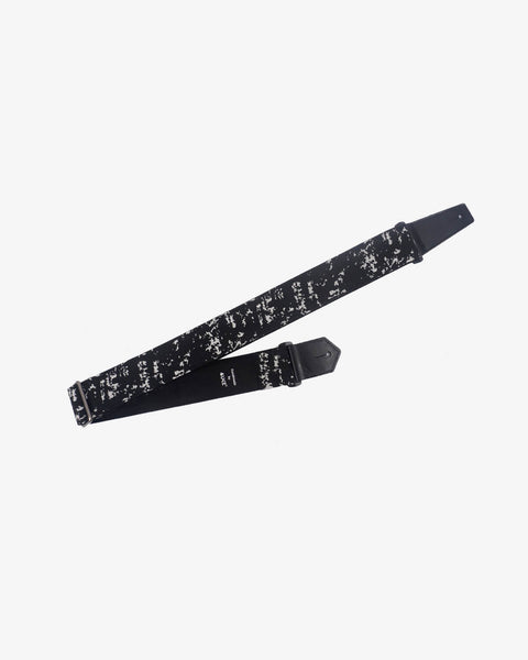 white spot jacquard guitar strap with leather ends-1