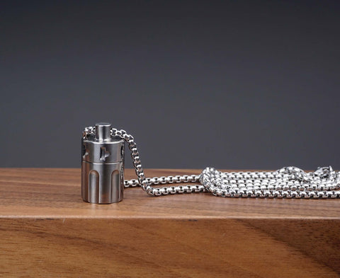 Personalized Revolver Titanium Cremation Urn Necklace-1