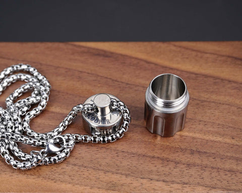 Personalized Revolver Titanium Cremation Urn Necklace-6