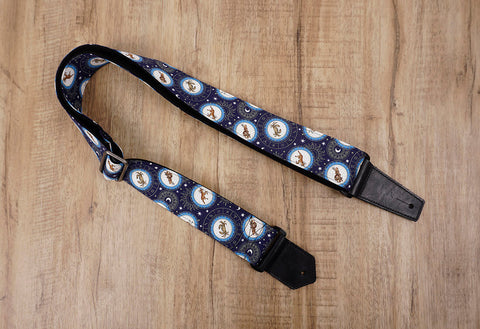zodiac signs guitar strap with leather ends -2