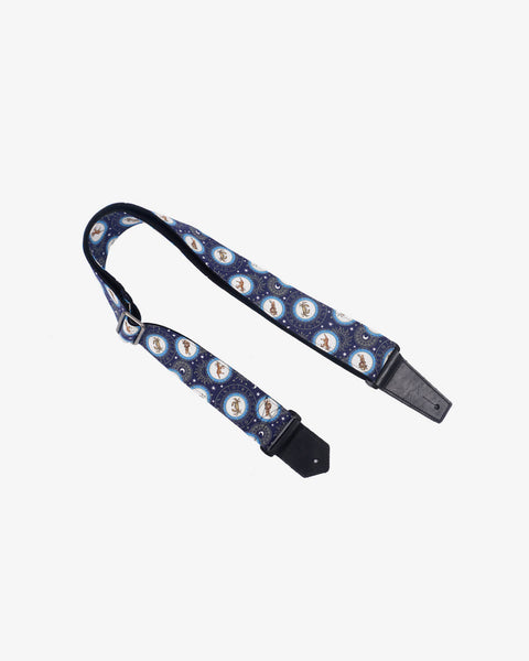 zodiac signs guitar strap with leather ends -1