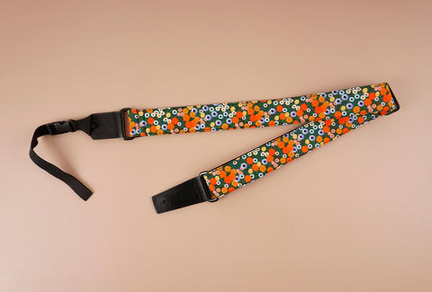 red daisy floral printed ukulele strap