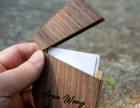 Personalized wooden business card case holder with engraved name-5