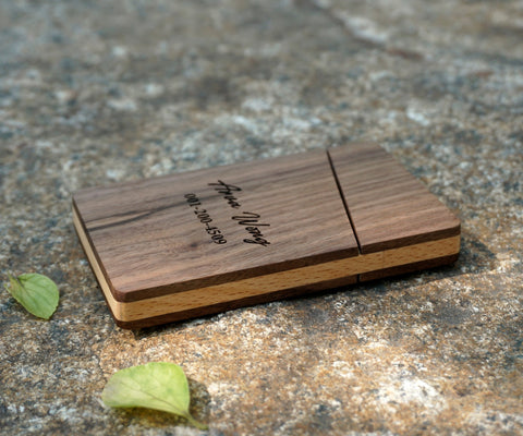 Personalized wooden business card case holder with engraved name-6