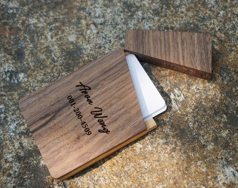 Personalized wooden business card case holder with engraved name-7