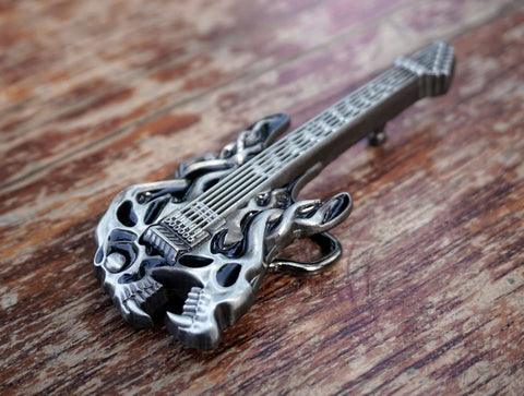Personalized Skull Guitar BELT BUCKLE for man with message engraved, Custom Belt Buckle for him, Groomsman, Cowboy-3