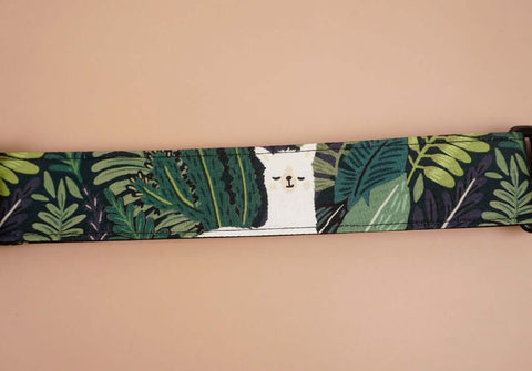 ukulele shoulder strap with llama printed-detail-2