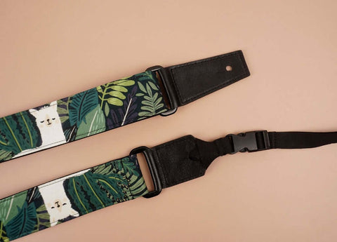 ukulele shoulder strap with llama printed-detail-3