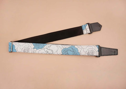 rose flowers printed guitar strap-front-3