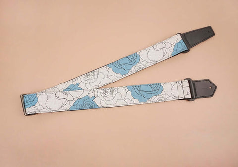 rose flowers printed guitar strap-front-4