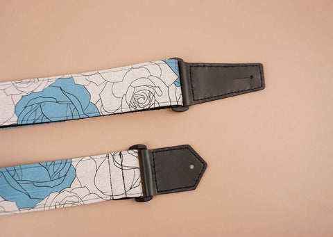 rose flowers printed guitar strap-detail-1