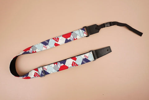 ukulele shoulder strap with hill and forest printed-front-2