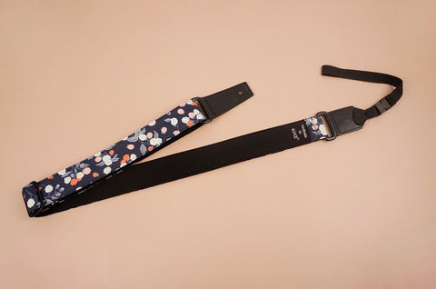 ukulele shoulder strap with raspberry flower printed-front-3