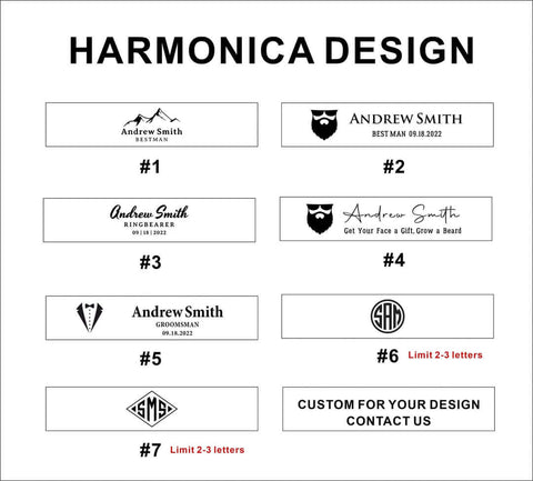 Custom Engraved Stainless Steel Tremolo Harmonica, 24 Holes C Key Beginner Harmonica for Kids Children Adults Students design