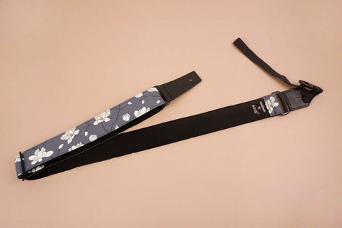 ukulele shoulder strap with magnolia flower printed-front-2