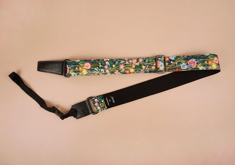 ukulele shoulder strap with flowers garden printed-front-2