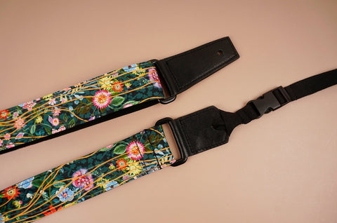 ukulele shoulder strap with flowers garden printed-detail-2