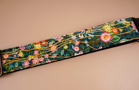 ukulele shoulder strap with flowers garden printed-detail-3