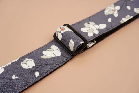 ukulele shoulder strap with magnolia flower printed-detail-4