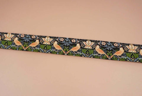 bird and flowers printed vintage ukulele shoulder strap-detail-1