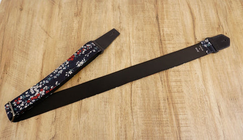 Weeping Cherry blossom guitar strap with leather ends-6