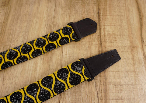 4uke guitar strap with yellow queen printed-leather ends