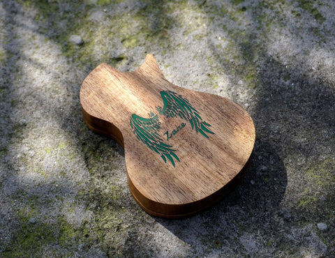 Personalized wood guitar pick holder & wood pick-5