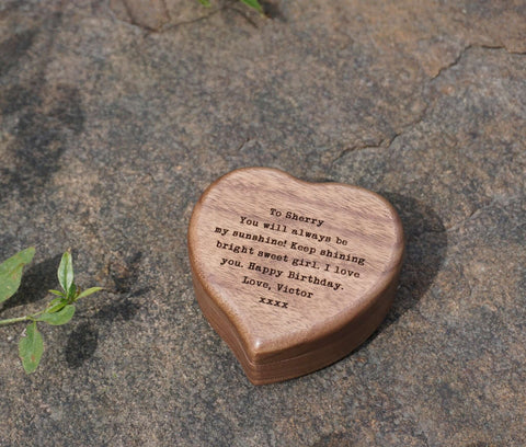 Custom engraved wooden heart music box with cylinder-1
