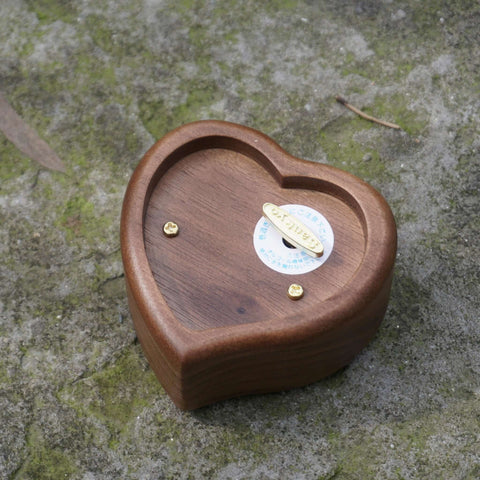 Custom engraved wooden heart music box with cylinder-7