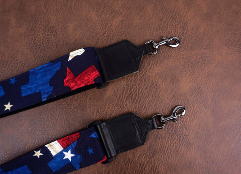 American flag banjo strap with leather ends and hook, also can be used as purse guitar strap-5