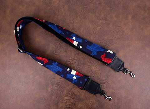 American flag banjo strap with leather ends and hook, also can be used as purse guitar strap-3