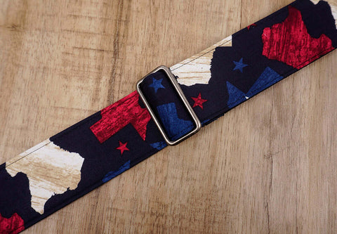 American flag guitar strap with leather ends - 4
