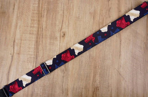 American flag guitar strap with leather ends - 5