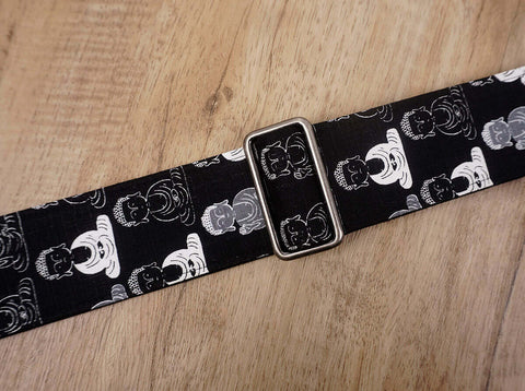 Buddha guitar strap with leather ends-5
