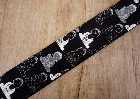 Buddha guitar strap with leather ends-6
