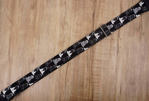 Buddha guitar strap with leather ends-7