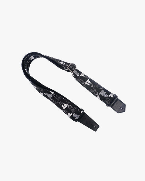 Buddha guitar strap with leather ends-1
