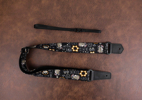 Egypt Queen ukulele strap with leather ends-2