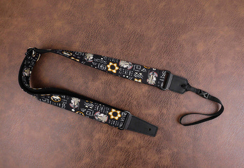 Egypt Queen ukulele strap with leather ends-4