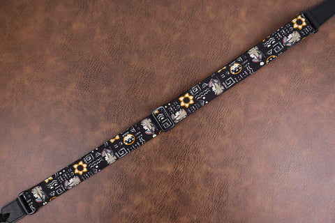 Egypt Queen ukulele strap with leather ends-6