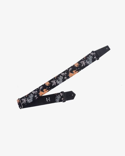 qilin and sakura guitar strap with leather ends-1