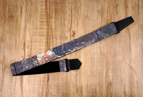 Marble reflective guitar strap with leather ends-2