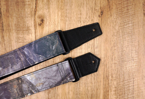 Marble reflective guitar strap with leather ends-4
