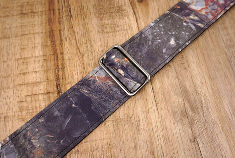 Marble reflective guitar strap with leather ends-7