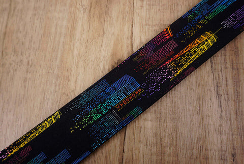 Neon city guitar strap with leather ends-5