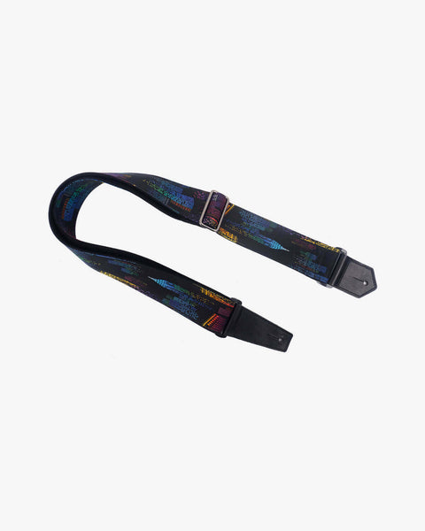 Neon city guitar strap with leather ends-1